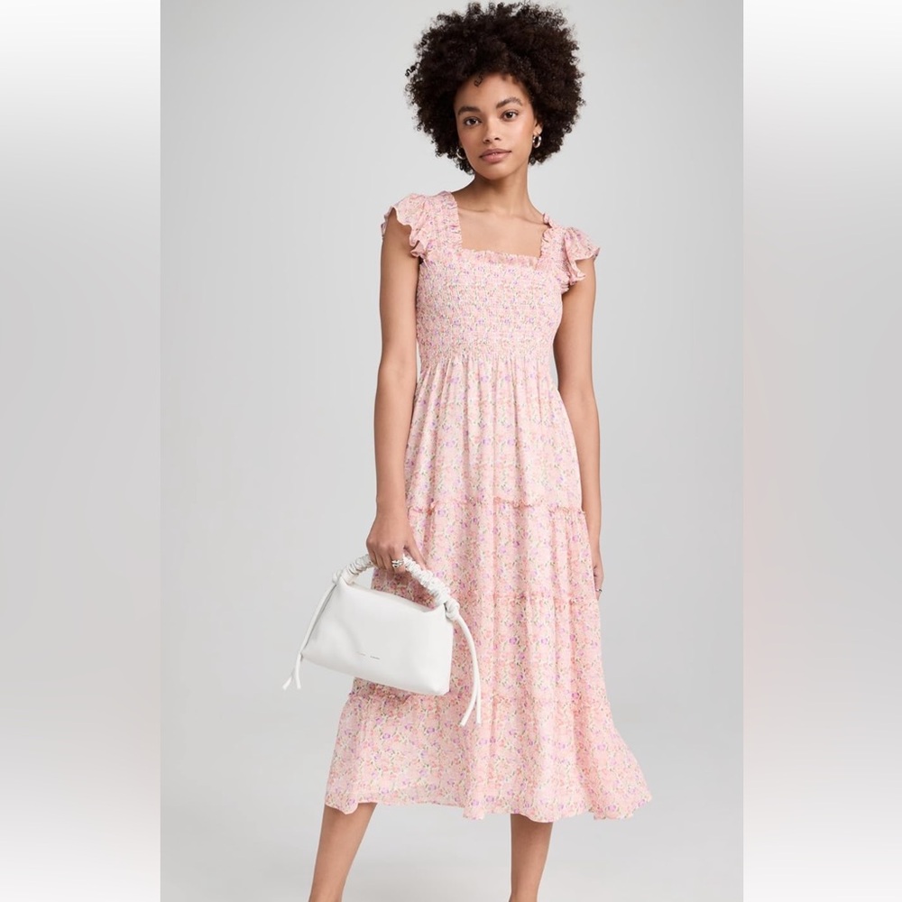 Hill House Pink Floral Midi Dress